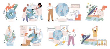 Bilimadamı gezegeni incelemek için araştırmalar yapar, seviye, durum ve çevre problemlerini belirlemek için deneyler yapar. Bitki ve suyun incelenmesi, biyolojik tür vektörlerinin incelenmesi