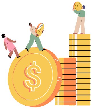Açık banka hesabı. İnsanlar para biriktirmek için büyük yığına para koyarlar. Aile bütçesini koruma kavramı. Yatırım ve finans büyümesi. İş adamları para yığınına para koyarlar. Geliri artırmak için takım çalışması