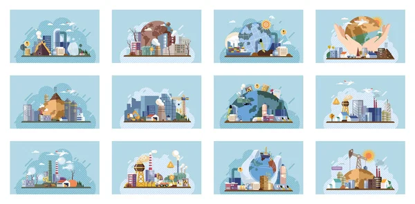 Industrial Pollution Dirty Waste Environmental Pollution Vector Illustration Dirty Water — Stock Vector