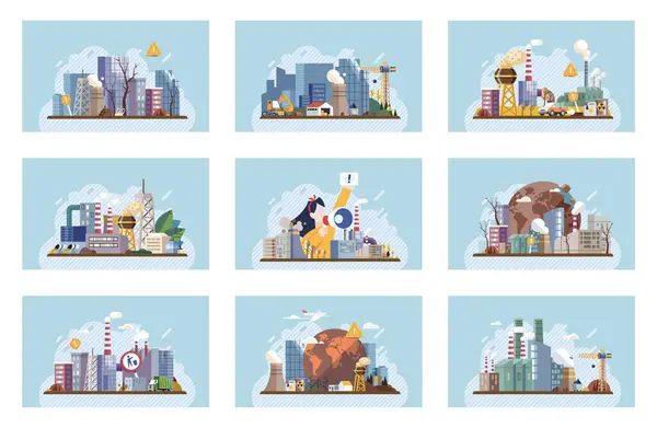Industrial Pollution Dirty Waste Environmental Pollution Vector Illustration Industrial Pollution — Stock Vector