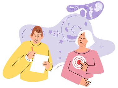 Psikolog, psikanalist, psikoterapist ve hasta arasındaki diyalog. Psikoterapi, yetişkinler için psikoterapi. Zihinsel terapi seansı, hastaların davranışlarının ve duygularının düzeltilmesi.