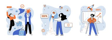 Başarılı bir proje başlatıldı. Vektör çizimi. Bir proje başlatılması, bilinmeyen bir yere ilk yolculuk başarılı bir iş, dayanıklılık ve yenilik vasiyeti proje başlatılması, heyecan verici bir başlangıç.