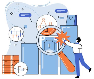İndirim indirimi. Vektör çizimi. Çevrimiçi hızlı satış, istikrarlı e-ticaret satış endeksi dünyasında roket fırlatma, piyasa kimliğinin DNA testi gelecek satışlar için öngörü, iş planları