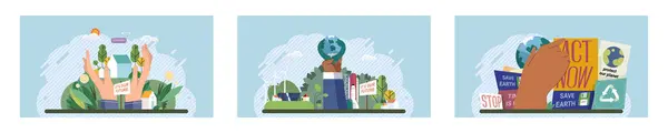 Alterações Climáticas Salve Planeta Ilustração Vetor Abraçar Sustentabilidade Nossa Responsabilidade — Vetor de Stock