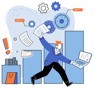 İndirim indirimi. Vektör çizimi. Gelecek satışları, kar ve zarar kristal küresi içine bakmak İnternet Flash satışı, dijital karşılığı altına hücum satış endeksi, termometre