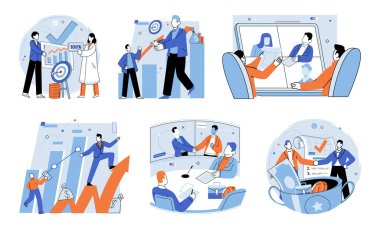 Bir iş buldum. Vektör çizimi. Tasarım, algılama ve itiraz ürünleri ve hizmetleri etkiler. İş büyümesi ve genişleme liderliği için yatırımlar yapılmıştır.