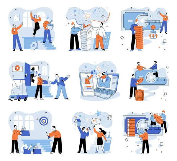 Working Together Vector Illustration Collaboration Fuels Productivity Drives Business Growth — Stock Vector