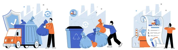 Reciclaje Residuos Ilustración Vectorial Ahorrar Recursos Través Del Reciclaje Promueve — Archivo Imágenes Vectoriales