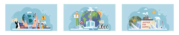 Klim Değişikliği Gezegeni Kurtar Dünya Çevre Günü Nde Sürdürülebilirliği Destekleyen — Stok Vektör