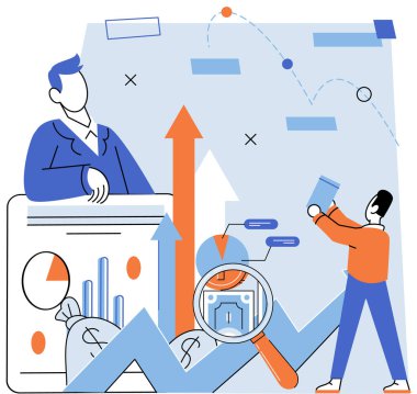 Ortaklık teklifi. Vektör çizimi. Vektör illüstrasyonları, çok yönlü ve ölçeklenebilir grafik varlıklar sunar. İllüstrasyonlar görsel olarak soyut kavramları ve fikirleri tasvir eder. Bir kişi iş hayatında genellikle başarılıdır.