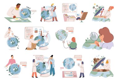 Laboratuvar testi. Vektör çizimi. Deneysel metotlar, bilim adamlarına test için değişkenleri manipüle etme olanağı sunar. Laboratuvar test metaforu, daha iyi anlama için karmaşık bilimsel kavramları basitleştirir.