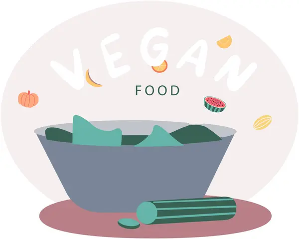 Ceramic Plastic Deep Bowl Fresh Vegetables Vector Illustration Healthy Food — Stock Vector