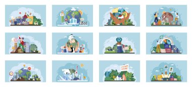 İklim değişikliği. Gezegeni kurtar. İklim modellerini değiştirmek ve gezegeni korumak için anlamlı adımlar atmalıyız. Çevre korumayla mücadelede ortak sorumluluklar vardır.