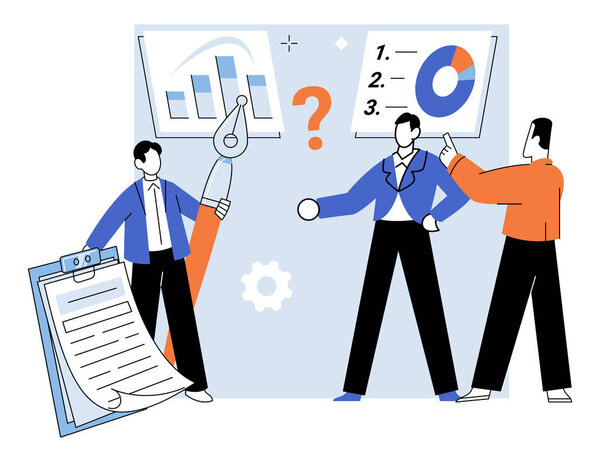Ilustración Vectores Información Empresarial Concepto Información Empresarial Enfatiza Comunicación Concisa — Vector de stock