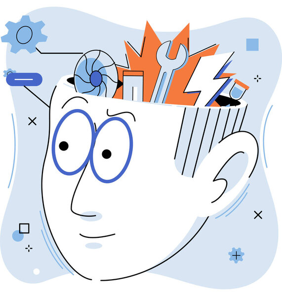 Критическое мышление. Векторная иллюстрация. Применение стратегического подхода к критическому мышлению повышает возможности решения проблем Концепция критического мышления побуждает нас задавать вопросы предположениям