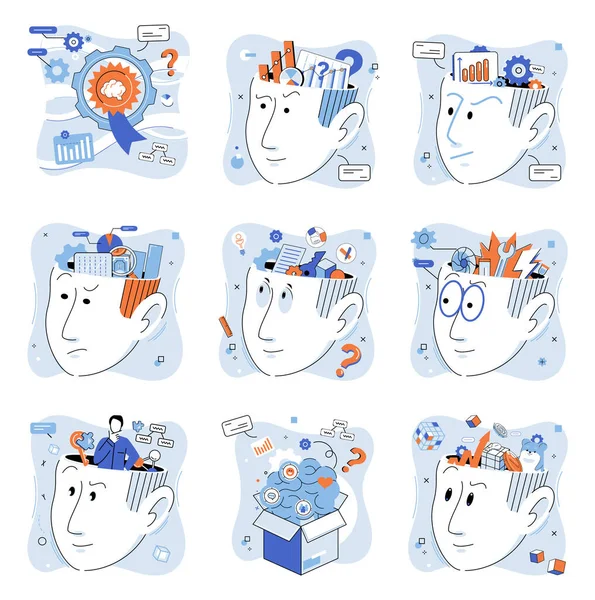 Abstract Denken Vector Illustratie Emoties Kunnen Ons Abstracte Denken Beïnvloeden — Stockvector