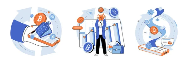 Crypto Carteira Vetor Ilustração Tecnologia Blockchain Integração Garante Segurança Transparência — Vetor de Stock