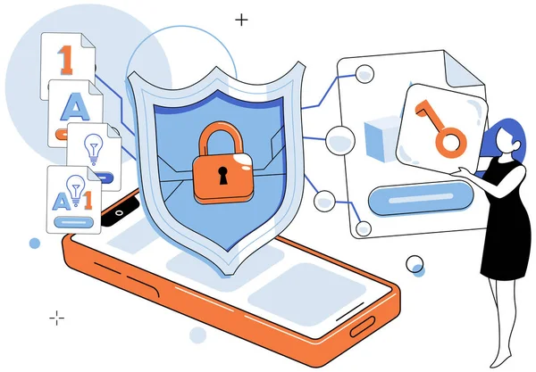 Ilustração Vetor Segurança Cibernética Segurança Ciberespaço Depende Sistemas Seguros Medidas — Vetor de Stock