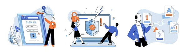 Database Security Vector Illustration Personal Data Should Protected Secure Database — Stock Vector
