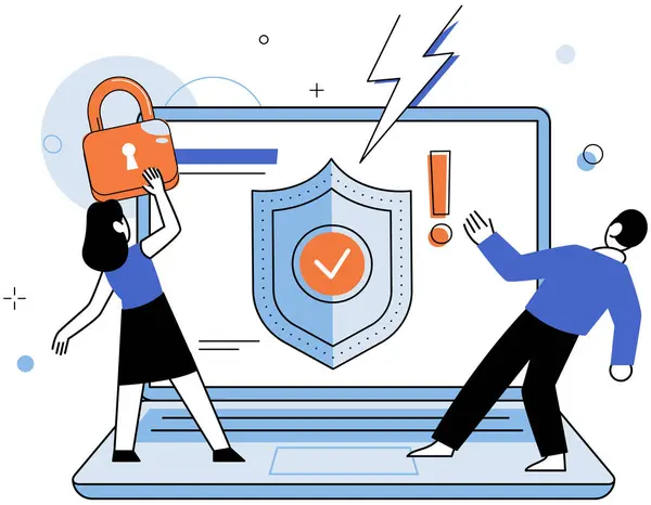 Ilustração Vetor Segurança Cibernética Acesso Seguro Informações Confidenciais Fundamental Segurança — Vetor de Stock