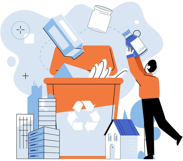 Afvalrecycling Vector Illustratie Milieubesparing Door Recycling Een Cruciale Stap Richting — Stockvector
