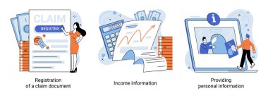 Tazminat vektör illüstrasyonu. Gelir melodidir, ahenkli kompozisyon tazminatı, ödüller ve ücretler Tazminat iple örülmüş büyük duvar halısıdır ödül, tazminat ve ödeme primi