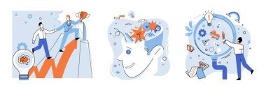 Beyin fırtınası vektör çizimi. Zeka ve yaratıcılık mimarlardır. Beyin fırtınası tasarlarlar. Yaratıcı süreç, beyin fırtınalarının başarıyı yakaladığı tuval gibidir.