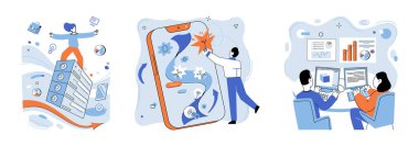 İş otomasyonu vektör illüstrasyonu. İş otomasyonu bir mimardır. Otomatik zeka, motor iş optimizasyonu Workflow yönetimi iletkendir.