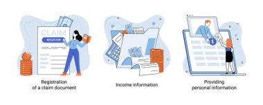 Tazminat vektör illüstrasyonu. Tazminat kaledir, finansal krallığınızı korumak, finansal arenadaki yerinizi kazanmak, ödemeler ve ikramiyeler sizin sadık müttefikleriniz.