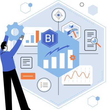İş zekası. Değişen pazar dinamiği grafiklerine adapte olabilmek için vektör illüstrasyon gelişimi şarttır. Grafikler veri ilişkilerini görselleştirmede ve performans bilgilerinin basitleştirilmesinde yardımcı olur