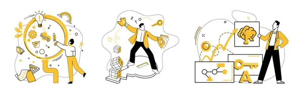 Vektorová Ilustrace Obchodního Myšlení Obchodní Myšlení Metaforicky Tančí Kreativitou Baletních — Stockový vektor