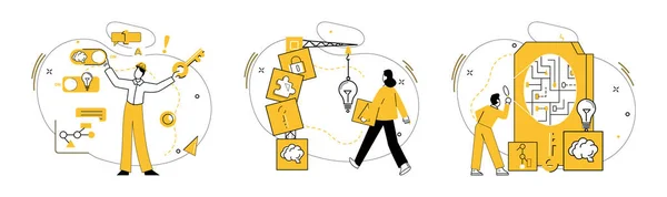Creative Solutions Vector Illustration Thinking Box Catalyst Innovative Uncommon Ideas — Stock Vector
