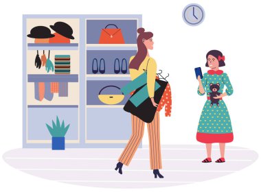 Telefonla. Vektör çizimi. Akıllı telefonlardaki ekran, kullanıcılar için görsel arayüz sağlar. İnsanlar aygıtları aracılığıyla medya içeriğiyle ilgilenirler. Akıllı telefonlardaki haberciler anlık kullanıma izin verir.