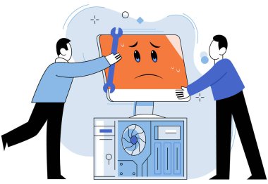 Teknik destek. Vektör çizimi. Teknik asistanlar karmaşık teknolojilerden yararlanmak için rehberlik ve destek sağlarlar. Teknik disiplinlerdeki eğitmenler değerli bilgi ve beceriler verirler.