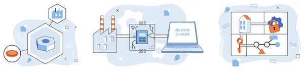 Illustration Vectorielle Industrie Blockchain Crypto Monnaie Fait Écho Dans Les — Image vectorielle
