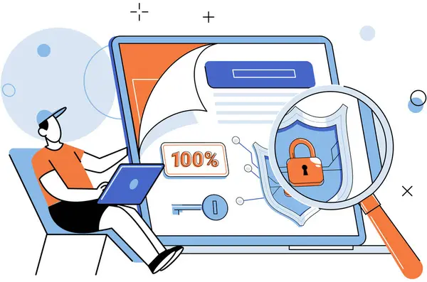 Ilustração Vetor Segurança Cibernética Segurança Ciberespaço Depende Sistemas Seguros Mecanismos — Vetor de Stock