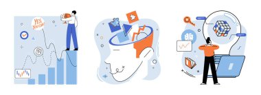 Beyin fırtınası vektör çizimi. Zeka ve yaratıcılık, mimarlar beyin fırtınası yapıyor Başarı senfonisi planlanmış notalarla çalınıyor Beyin fırtınası Danstır