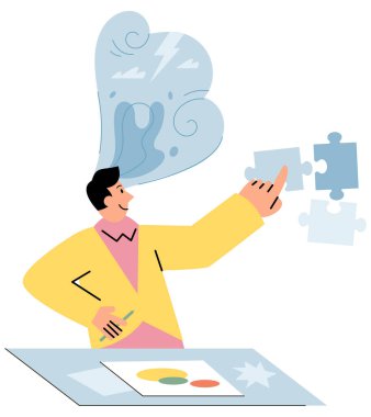 Oyun terapisi vektör illüstrasyonu. Oyun terapisi, oyun unsurlarını ruh sağlığı ve refah oyunlarının desteklenmesi için terapi müdahaleleriyle bütünleştirir.