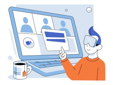 Çevrimiçi eğitim vektör illüstrasyonu. Web tabanlı kurslar ve atölyeler bireylere kendi hızlarında ve kolaylıkla öğrenmeleri için geniş bir yelpazede çevrimiçi eğitim platformları sunmaktadır.