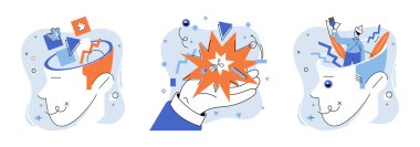 Soyut düşünce. Vektör çizimi. Soyut düşünme karmaşık problemleri kontrol edilebilir bileşenlere ayırmamıza izin verir. Takip bilgileri zihinsel gelişimimizi körükler ve soyut gelişimi arttırır.