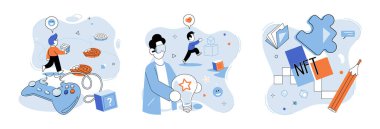 Web 3 vektör illüstrasyonu. Yapay Zeka Yapay Zeka AI, Web3 ekosistem Sanal Teknolojileri içindeki sürücü yeniliğinde çok önemli bir rol oynamaktadır.