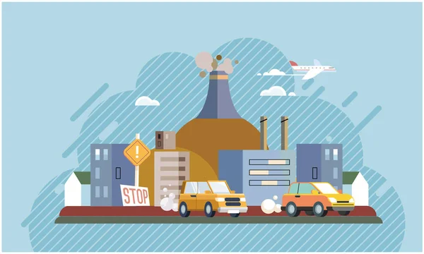 Industrial Pollution Dirty Waste Environmental Pollution Vector Illustration Trash Emission — Stock Vector