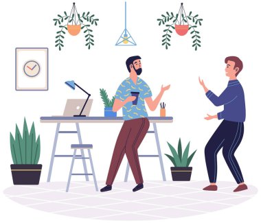 Dinlenme odası vektör illüstrasyonu. Dinlenme odası dinlenmek için kaygısız ve huzurlu bir ortam sağlıyor. Sakin ve huzurlu bir odada dinlenin. Zihninizi ve bedeninizi canlandırmak için.