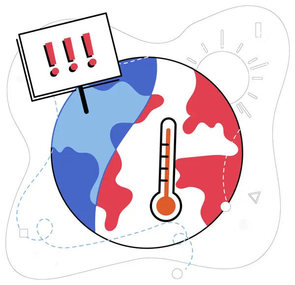 Horké Klima Vektorové Ilustrace Vysoké Teploty Celém Světě Podtrhují Naléhavou — Stockový vektor