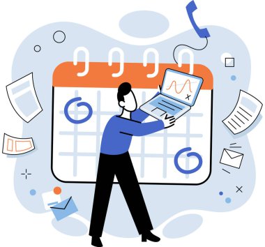 Çalışan vektör illüstrasyonu meşgul. İş yükü çalışanları sürekli iş yükü yüzünden depresyona sokuyor ve strese sokuyor. Çalışanlar daha iyi iş arıyor. Aşırı çalışma fiziksel denge sağlayabilir.