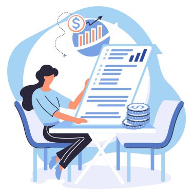 Finansal muhasebe vektör çizimi. Sağlam finans, hayat kaynağı başarılı bir iştir. Kapsamlı bir finansal rapor, karar alıcılar için değerli bir içgörü sunar.