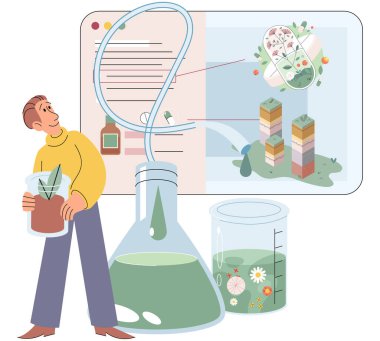 Çin ilaç vektör illüstrasyonu. Çin tıbbı, Çin tıbbı ile iç içe geçtiğinde, gemi sağlığını güvenli limanlara yönlendiren bir fenerdir.