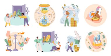 Sermaye yatırım vektör illüstrasyonu. Eğitime yatırım, gelecekteki başarı bireylerine ve topluma yatırımdır. İş finans stratejileri karlılığı ve başarıyı doğrudan etkiler. İş dünyası