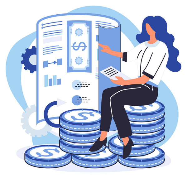 Векторная иллюстрация финансового учета. Инициативы развития часто требуют существенной финансовой поддержки Банки являются неотъемлемой частью благосостояния национальной экономики.