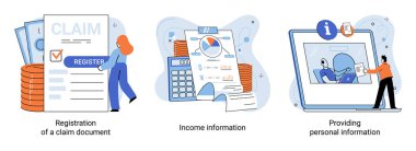 Tazminat vektör illüstrasyonu. Çabalarınızı azaltın, kazançlarınızı ve ödemelerinizi sütunlar haline getirin. Maddi güvenlik tazminatı, para birimi adanmışlığı, kanallardan akan para, ödenek, güneş ışığı...